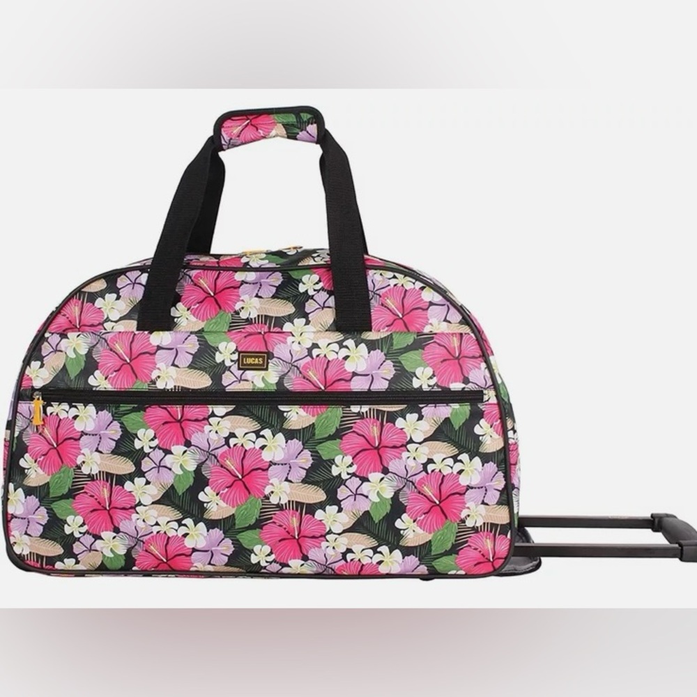 Like new Lucas hibiscus  floral 22" rolling duffel bag